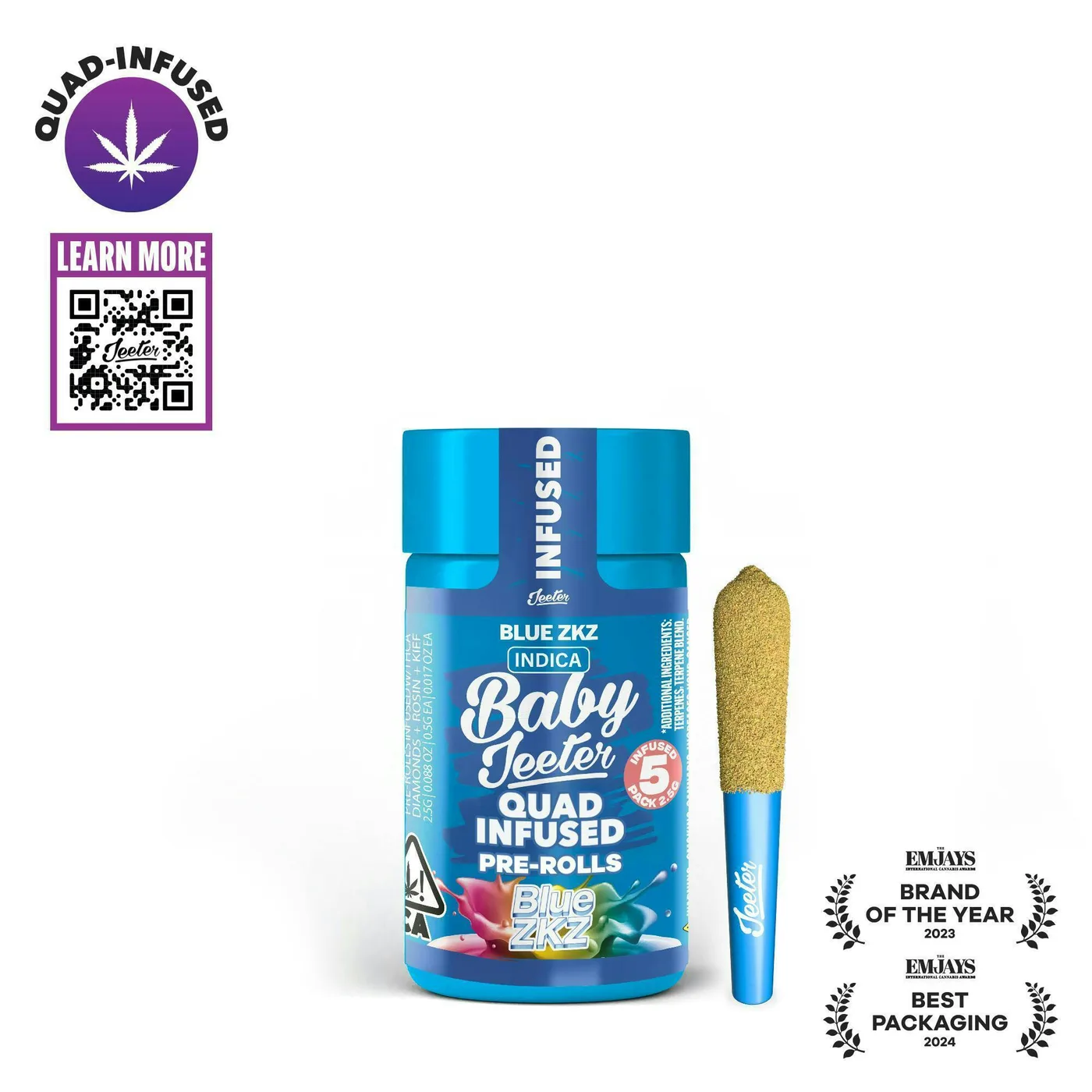 Pré-enrolado Jeeter Blue ZKZ Quad-infusionado Minis 0.5g 5 unidades